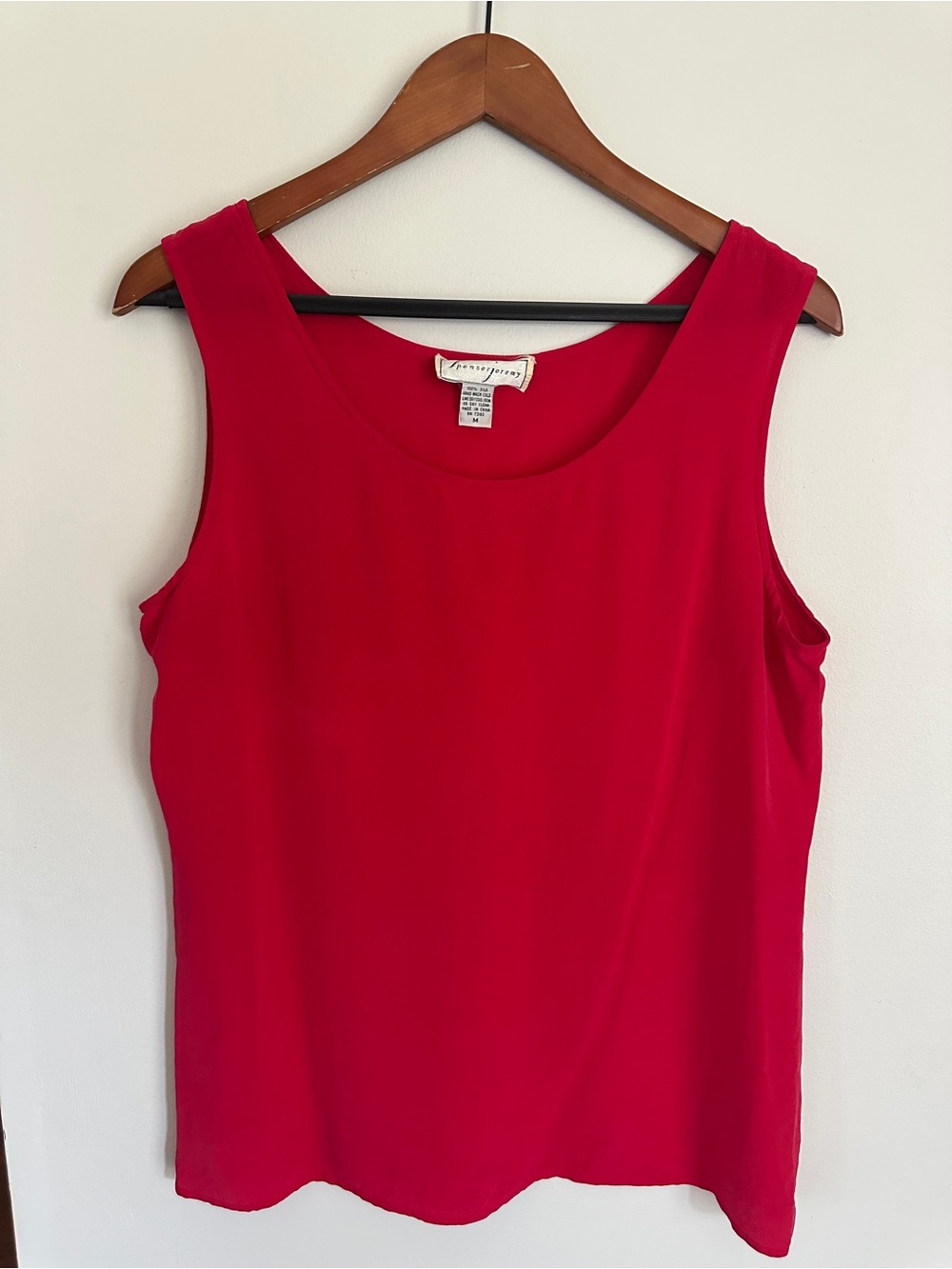 Spenser Jeremy Red Scoop Neck Silk Sleeveless Tank